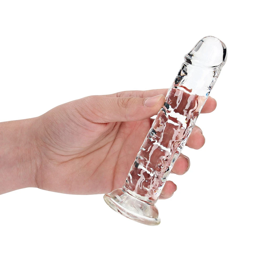Proste dildo realistyczne 6'' z przyssawką – przezroczyste — zdjęcie 7