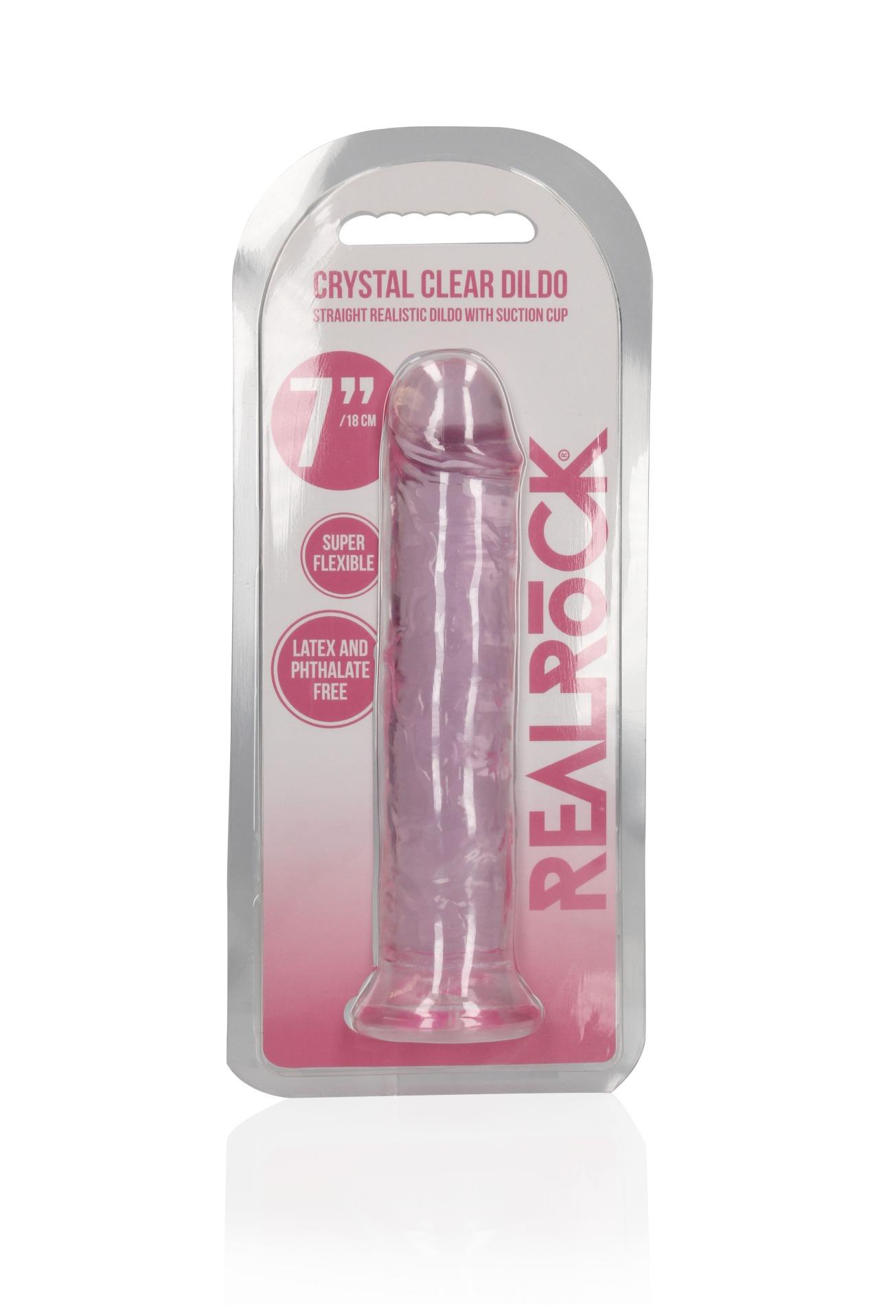 Dildo Straight Realistic z przyssawką 7”/18 cm – przezroczyste TPE — zdjęcie 1