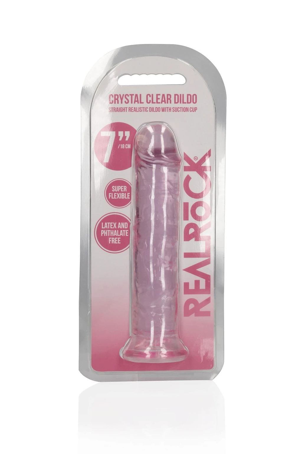 Dildo Straight Realistic z przyssawką 7”/18 cm – przezroczyste TPE