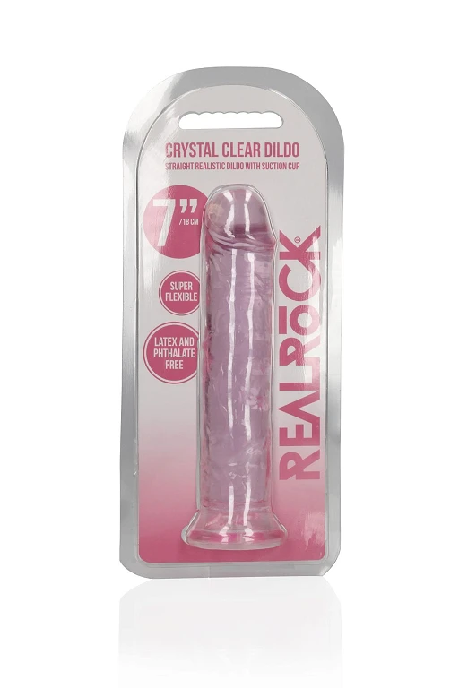 Dildo Straight Realistic z przyssawką 7”/18 cm – przezroczyste TPE