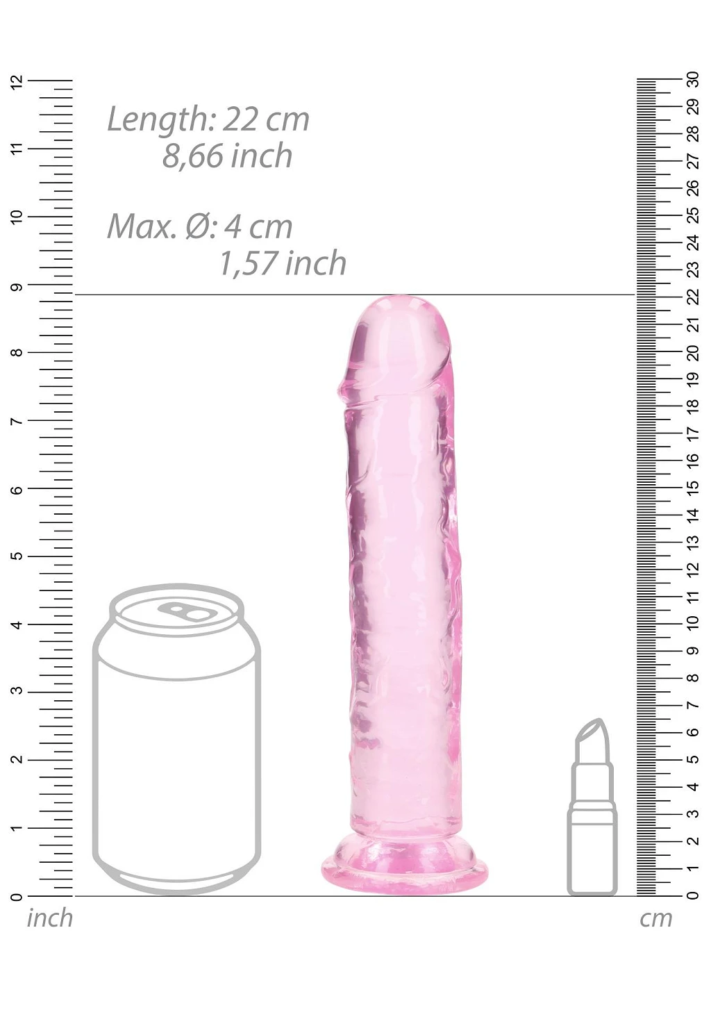 Dildo Realistic Straight 8”/20 cm z przyssawką – przezroczyste — zdjęcie 7