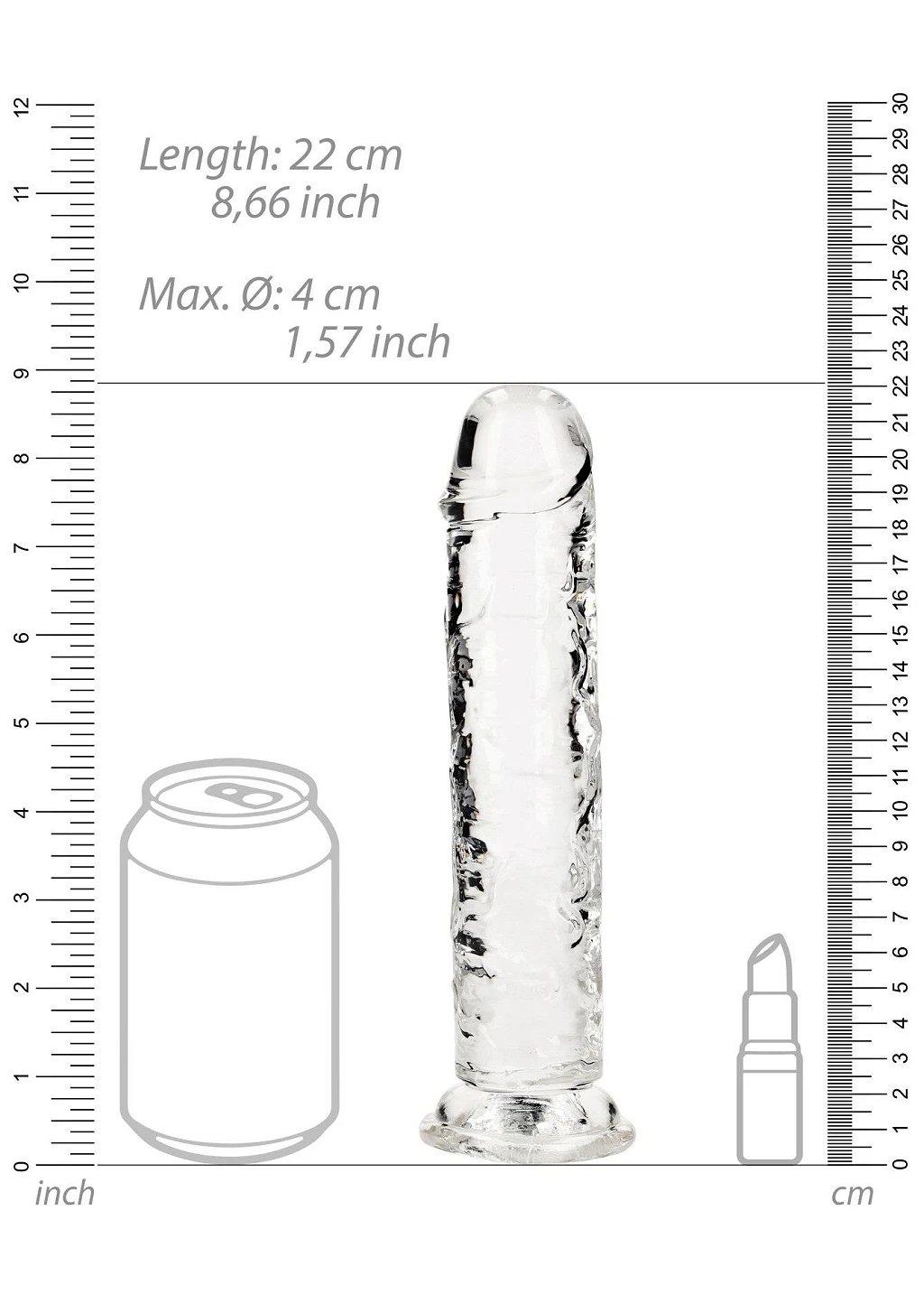 Dildo realistyczne 8,7″ Crystal Clear z przyssawką — zdjęcie 5