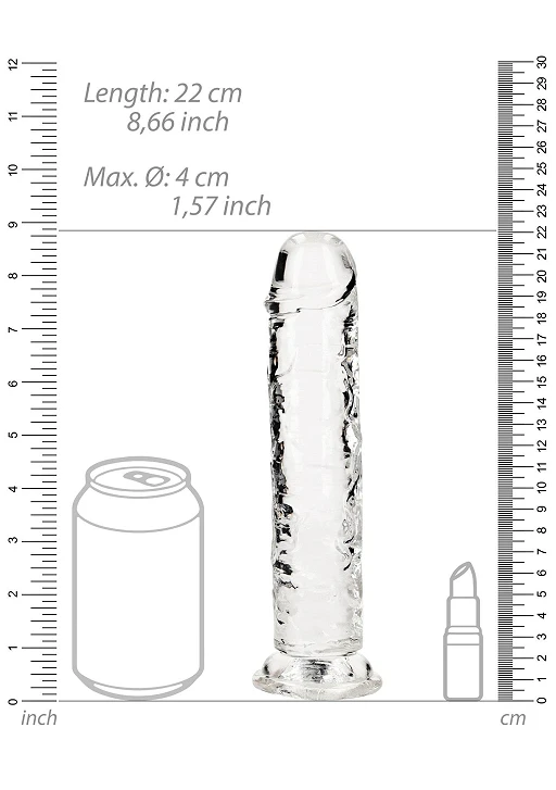 Dildo realistyczne 8,7″ Crystal Clear z przyssawką — zdjęcie 5