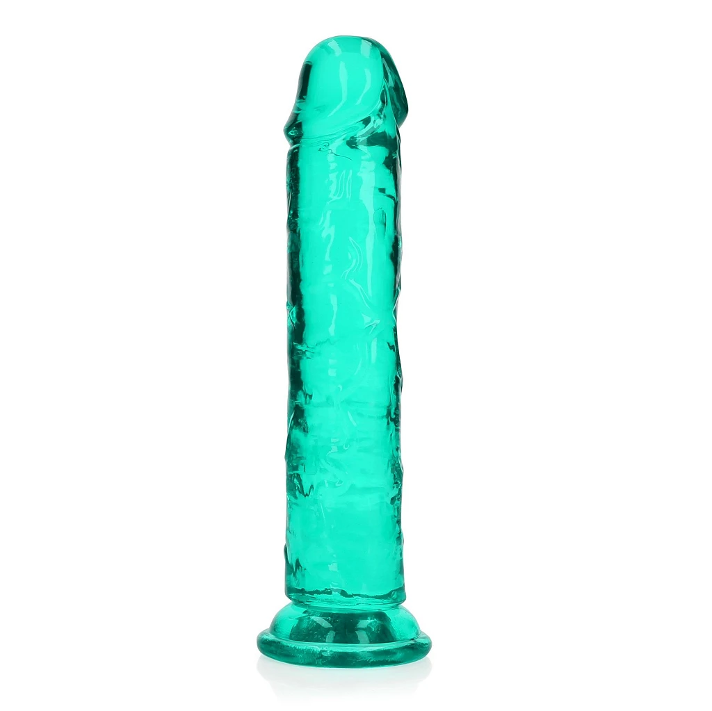 Dildo RealRock Crystal Clear 8″ – przyssawka, TPE, 22×4 cm