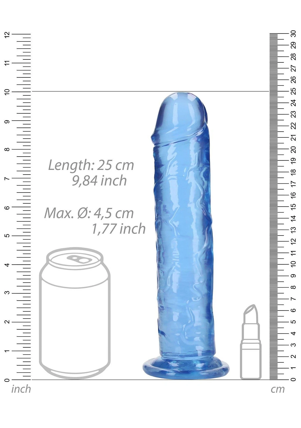 Dildo Straight Realistic z przyssawką 23 cm – przezroczyste — zdjęcie 7