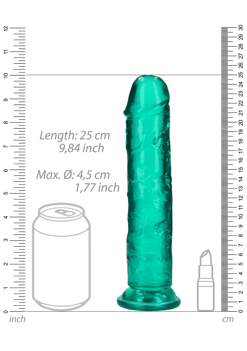 Proste dildo z przyssawką 23 cm – przezroczyste — zdjęcie 6