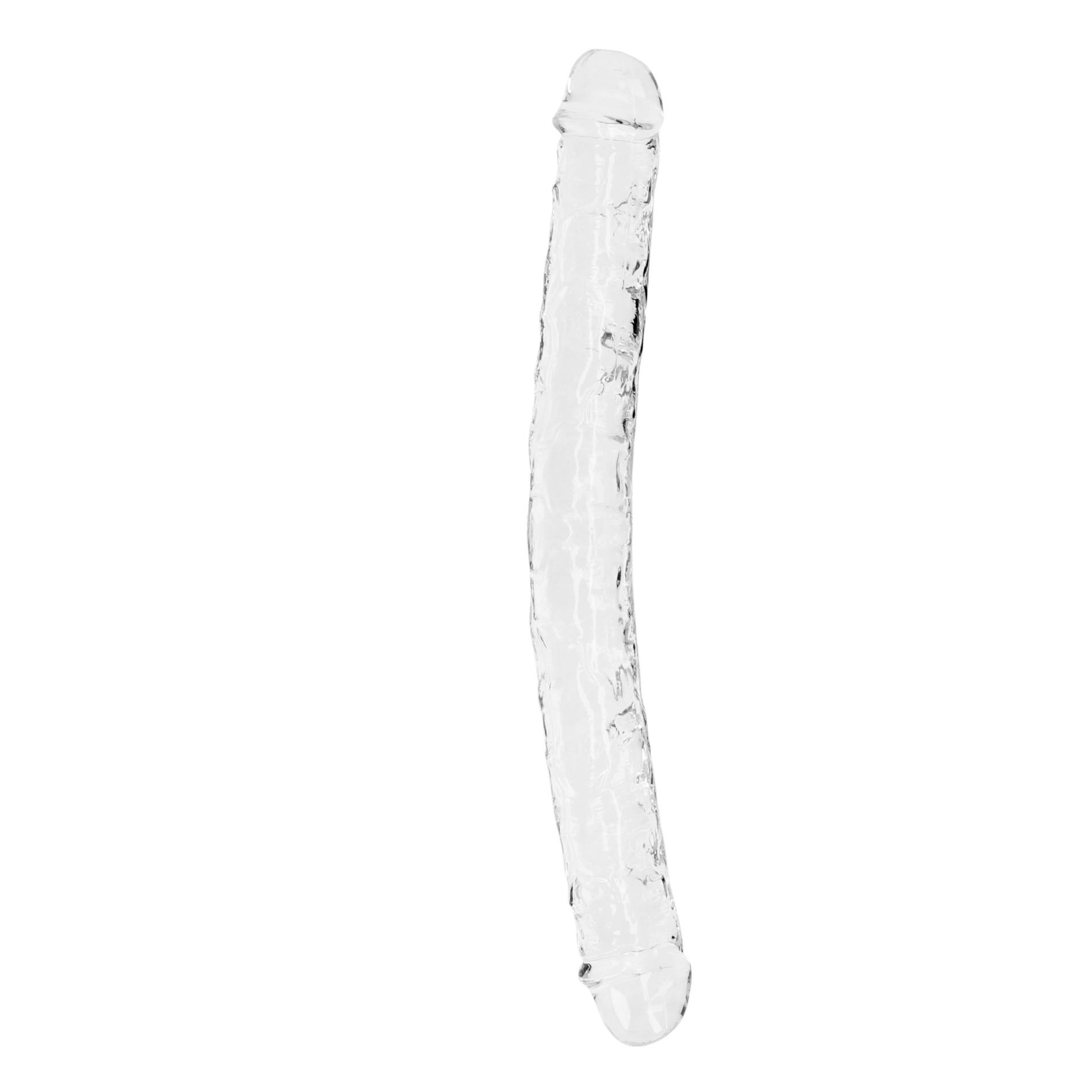 Podwójne dildo Crystal Clear 34 cm – przezroczyste, TPE — zdjęcie 1