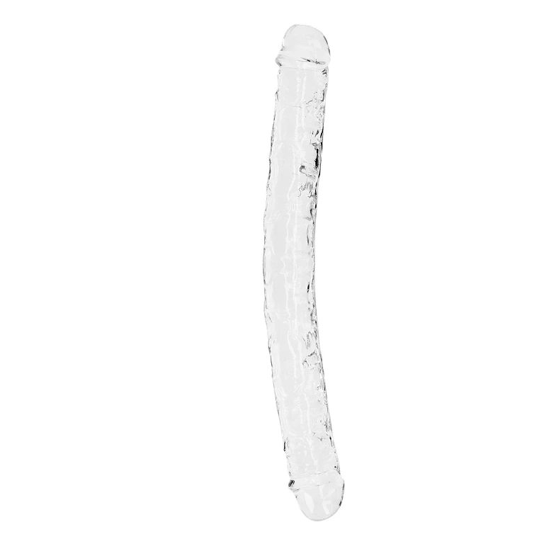 Podwójne dildo RealRock Crystal Clear 34 cm – przezroczyste, TPE