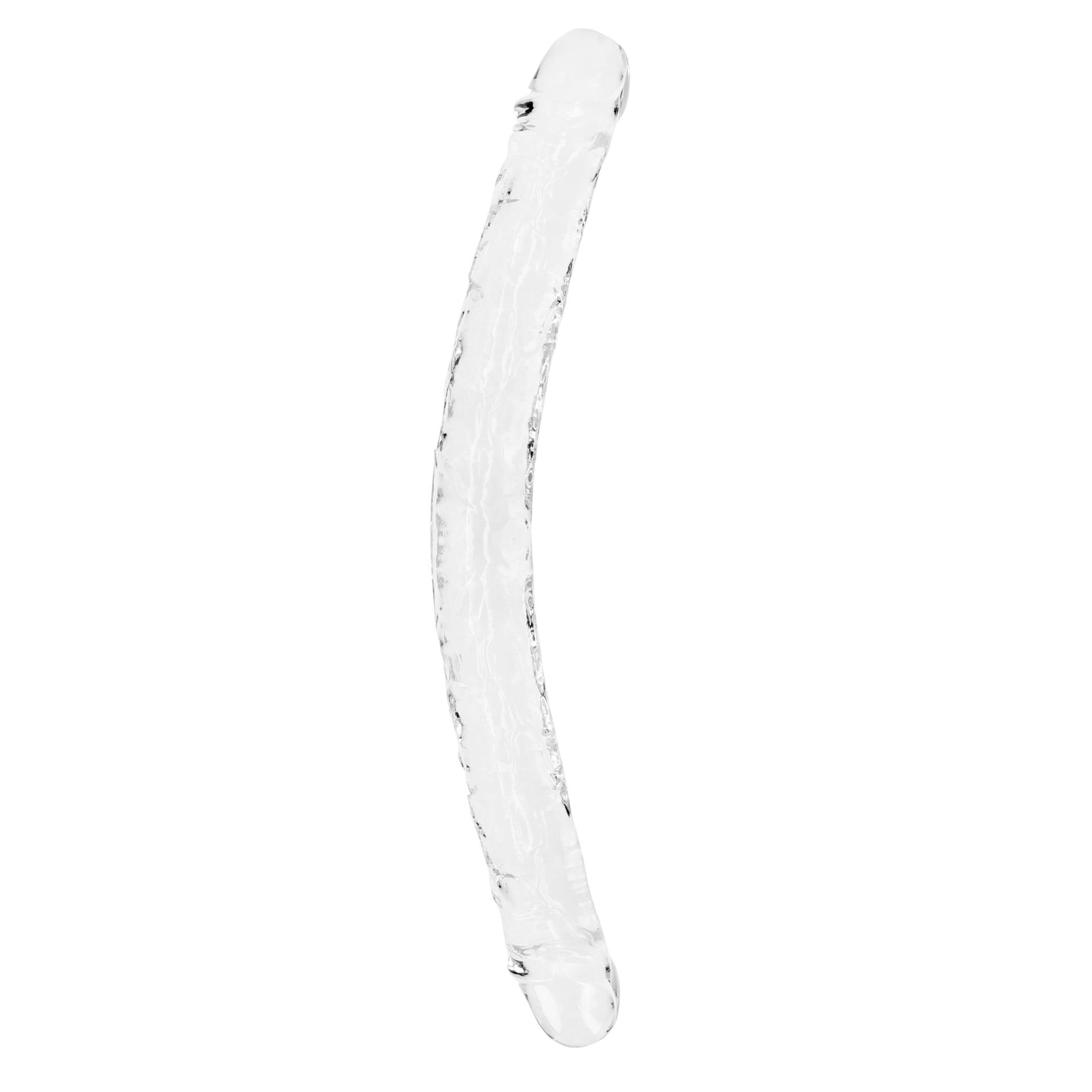 Podwójne dildo Crystal Clear 45 cm – elastyczne TPE — zdjęcie 1