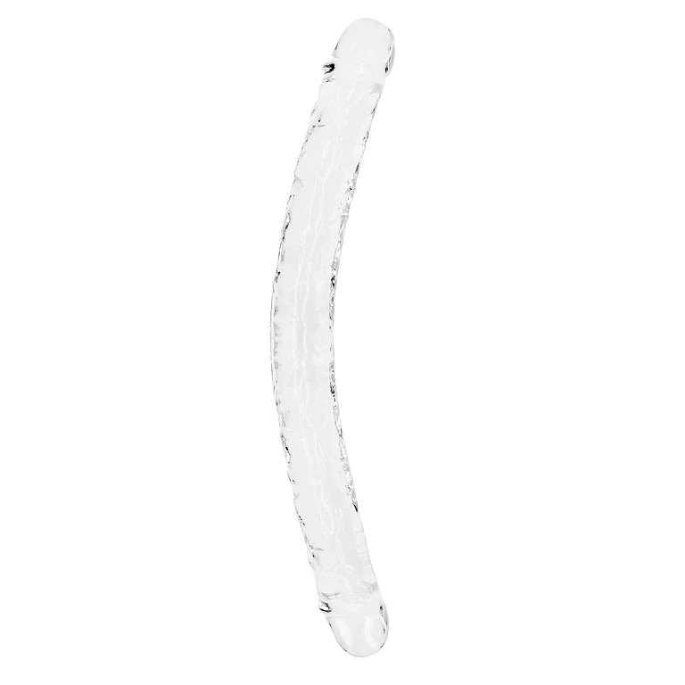 Podwójne dildo RealRock Crystal Clear 45 cm – elastyczne TPE