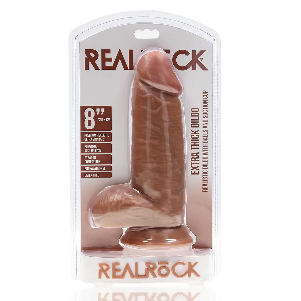 Dildo Extra Thick Straight 20,3 cm z jądrami – tan — zdjęcie 2