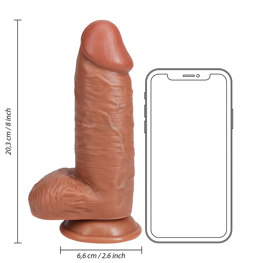 Dildo Extra Thick Straight 20,3 cm z jądrami – tan — zdjęcie 7