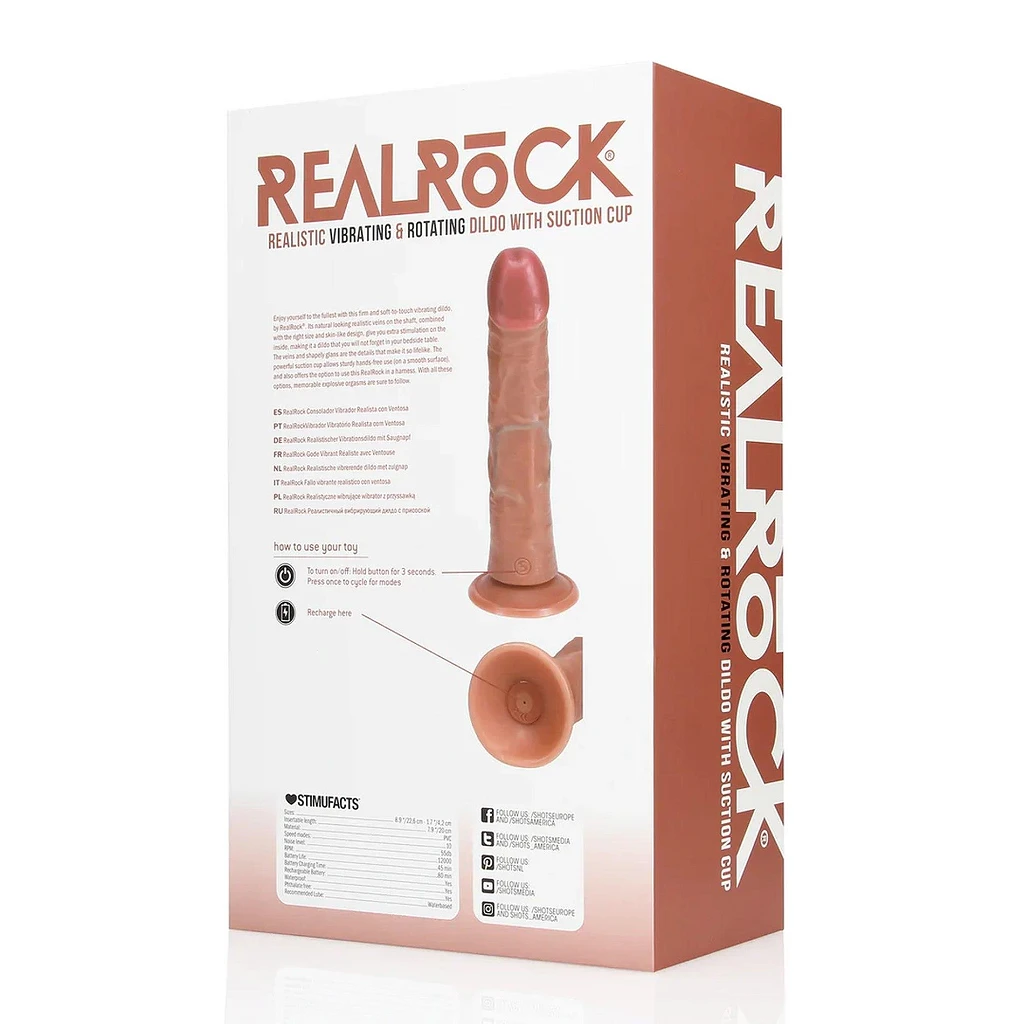 Wibrujące realistyczne dildo Regular Curved Cock 20,5 cm – tan — zdjęcie 7
