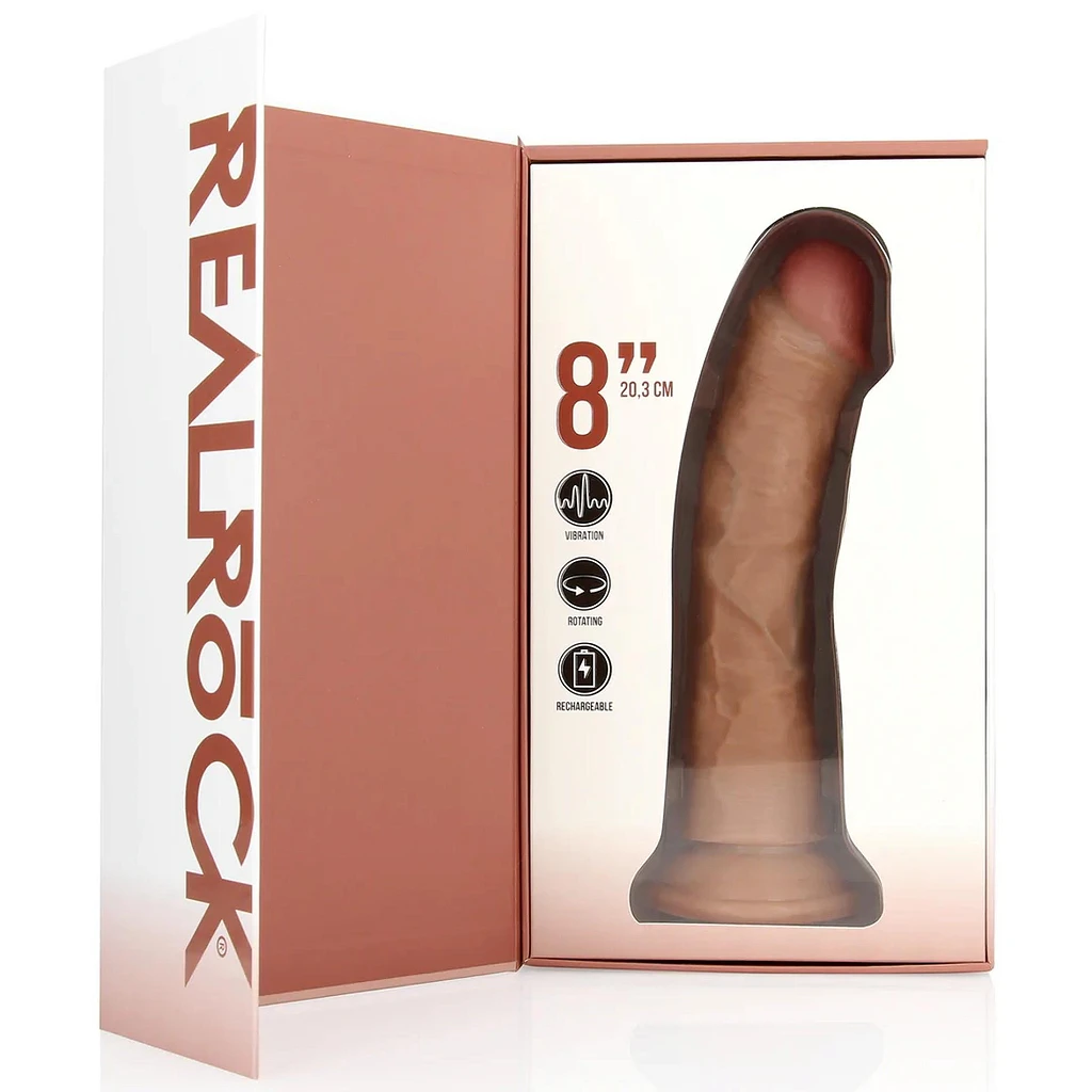 Wibrujące realistyczne dildo Regular Curved Cock 20,5 cm – tan — zdjęcie 2