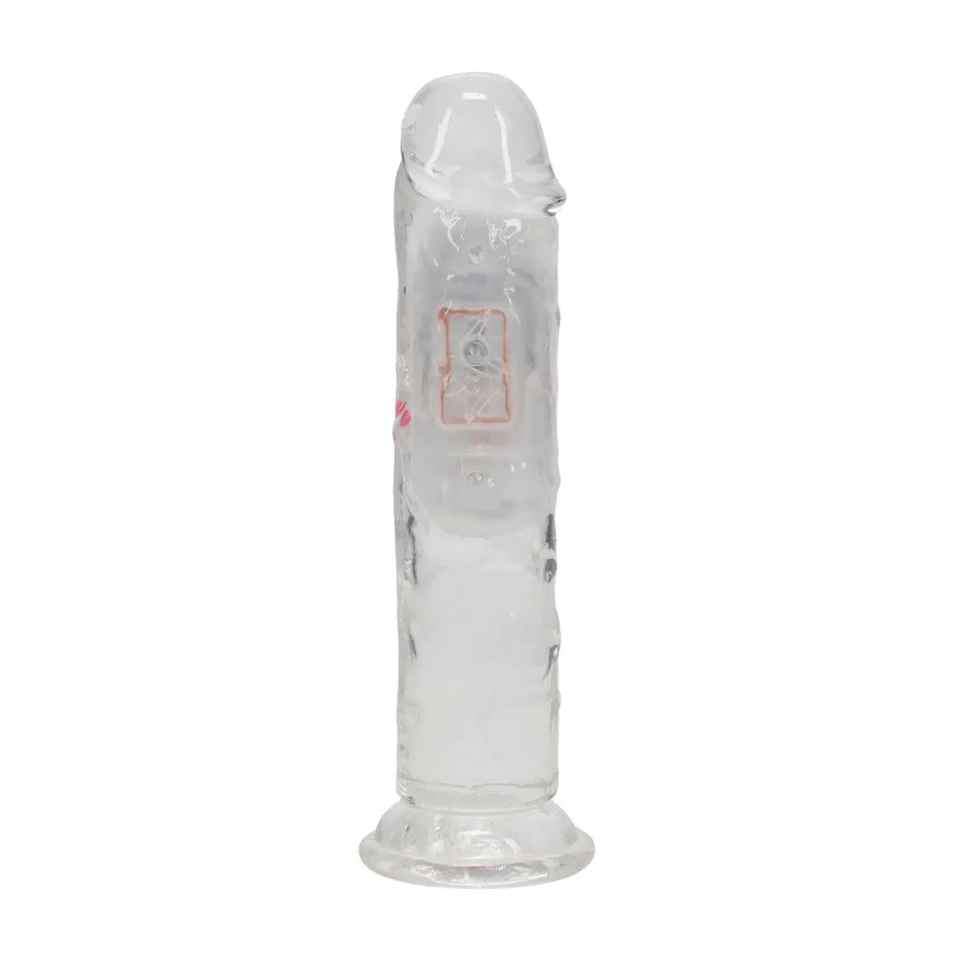 Wibrujące dildo LED 15 cm RealRock – transparentne, z przyssawką — zdjęcie 2