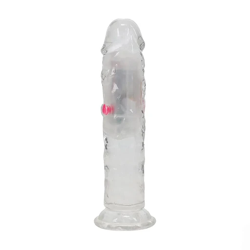 Wibrujące dildo LED 15 cm RealRock – transparentne, z przyssawką — zdjęcie 3