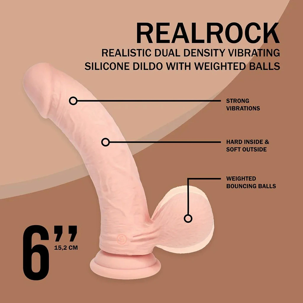 Wibrator RealRock dual density z kulkami, zakrzywiony – 15 cm — zdjęcie 5