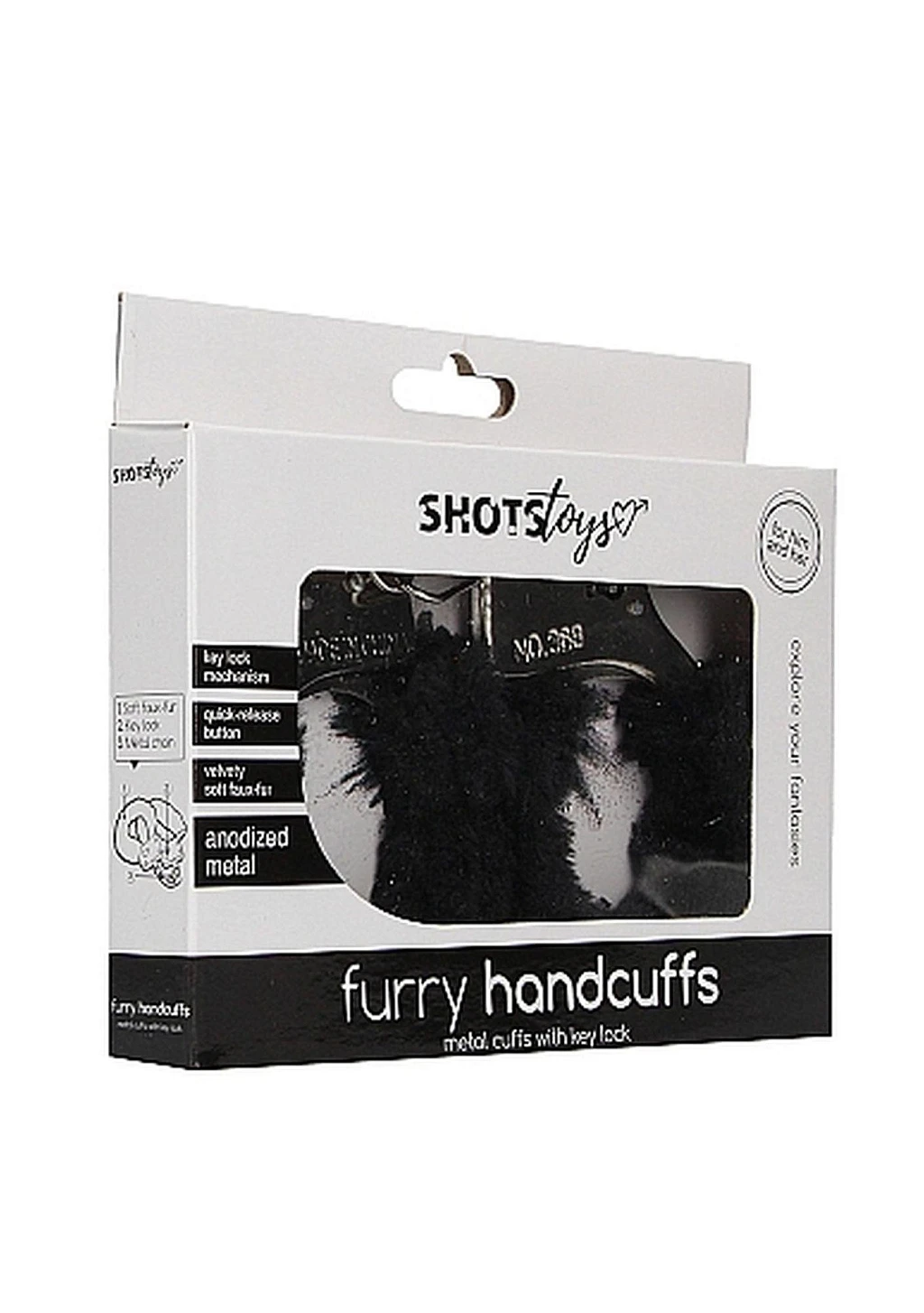 Kajdanki Furry Handcuffs - czarne futerko — zdjęcie 3