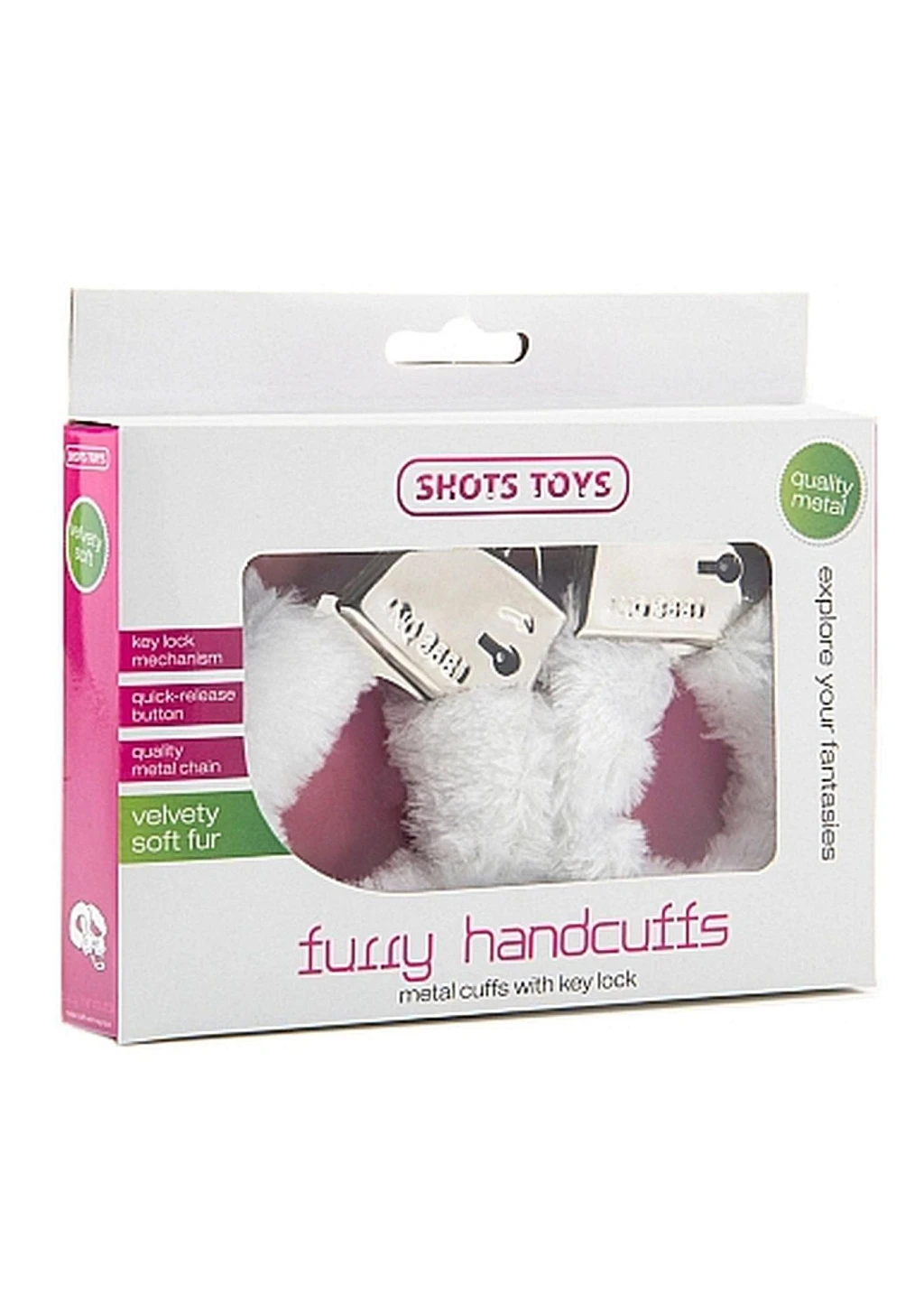 Kajdanki Furry Handcuffs - futro białe — zdjęcie 2