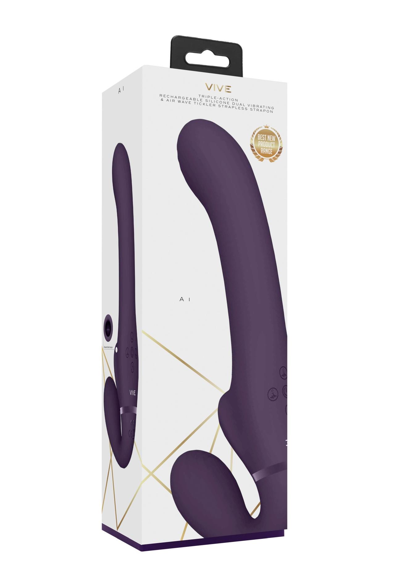 Zestaw strap-on AI - podwójna wibracja, silikon — zdjęcie 8