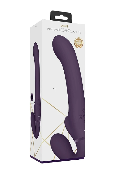 Zestaw strap-on AI - podwójna wibracja, silikon — zdjęcie 8