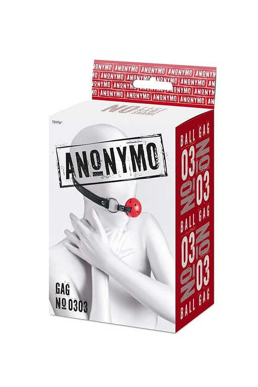 Knebel kulkowy Anonymo – czerwono‑czarny, otwory, 64 cm