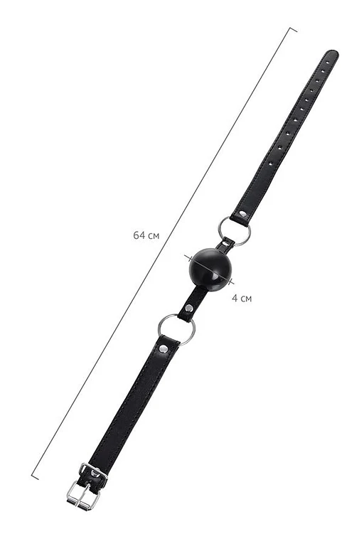 Knebel z kulką Anonymo – czarny, 64 cm, kulka 4 cm — zdjęcie 5