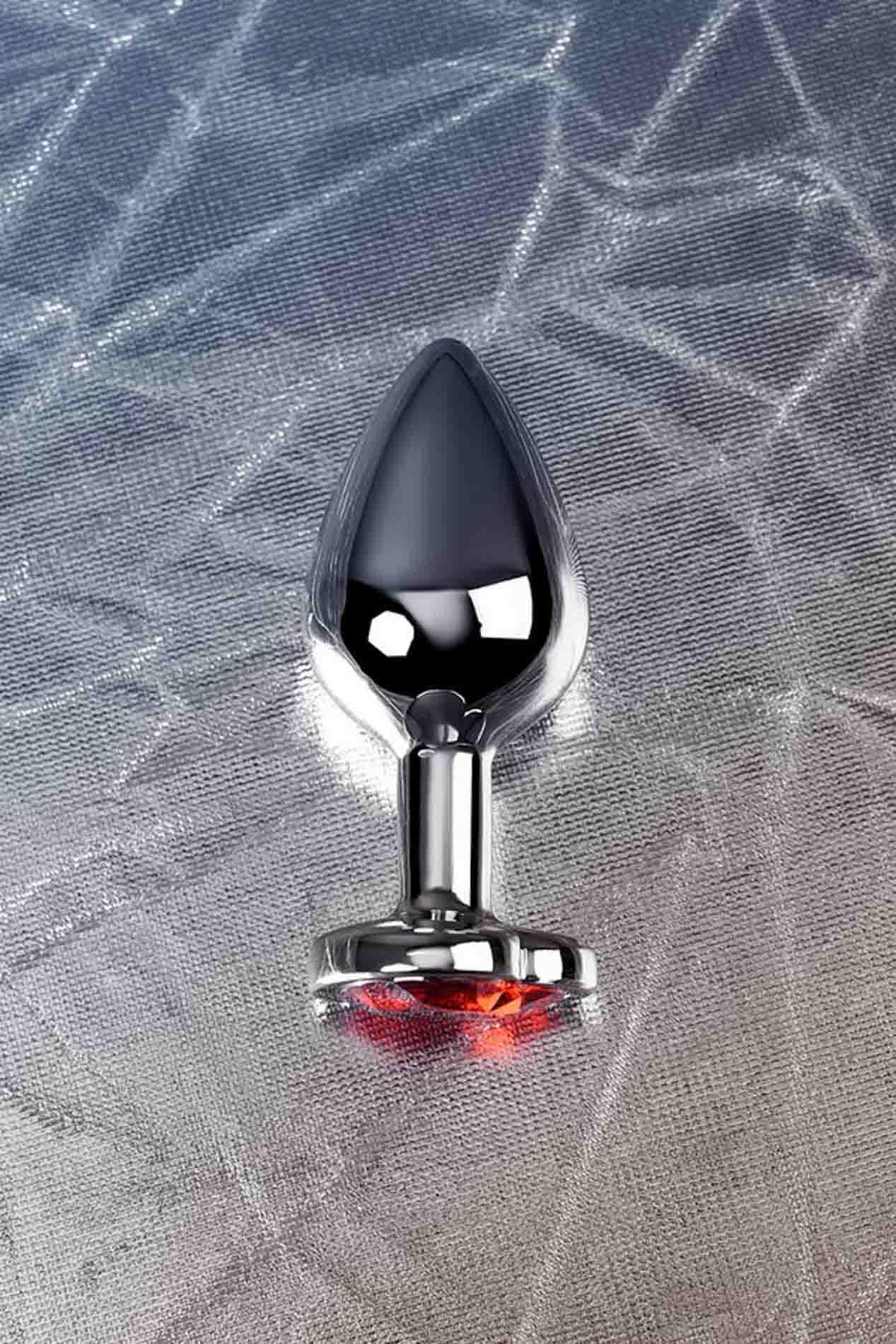 Korek analny z kryształowym sercem – srebrny, 7 cm — zdjęcie 9