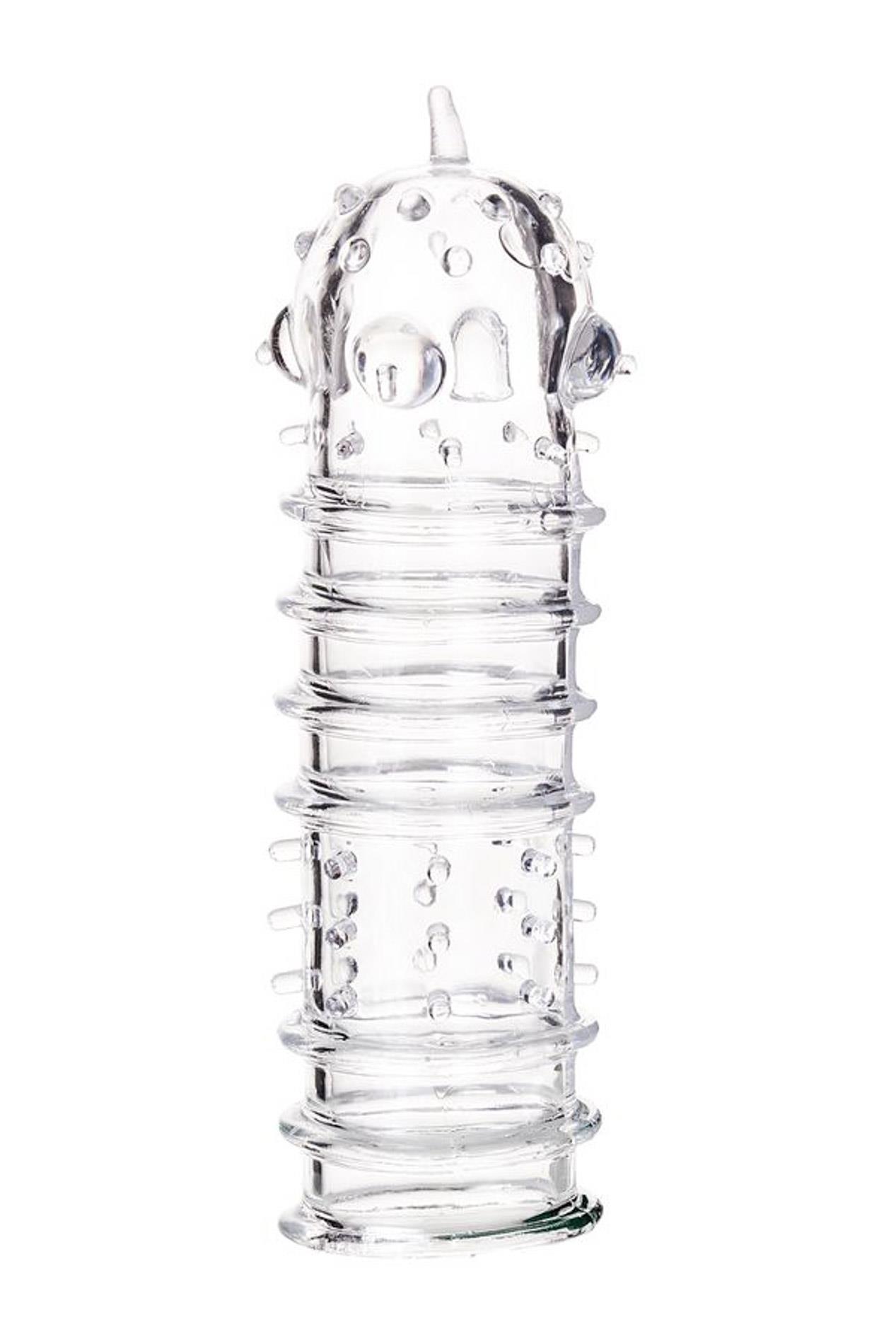 Nakładka na penisa Tark - przezroczysta, wypustki, 15,3 cm — zdjęcie 1