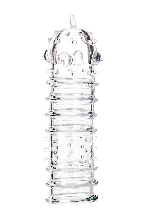 Nakładka na penisa Tark - przezroczysta, wypustki, 15,3 cm