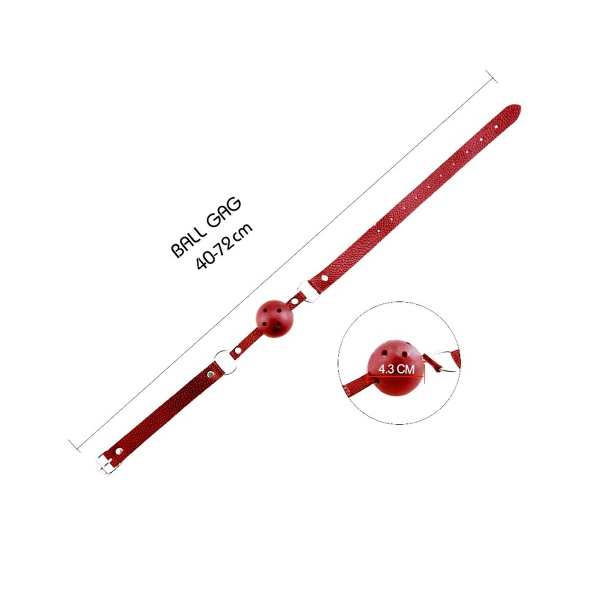 Knebel Discretion – czerwony, kulka z otworami 4,5 cm — zdjęcie 3