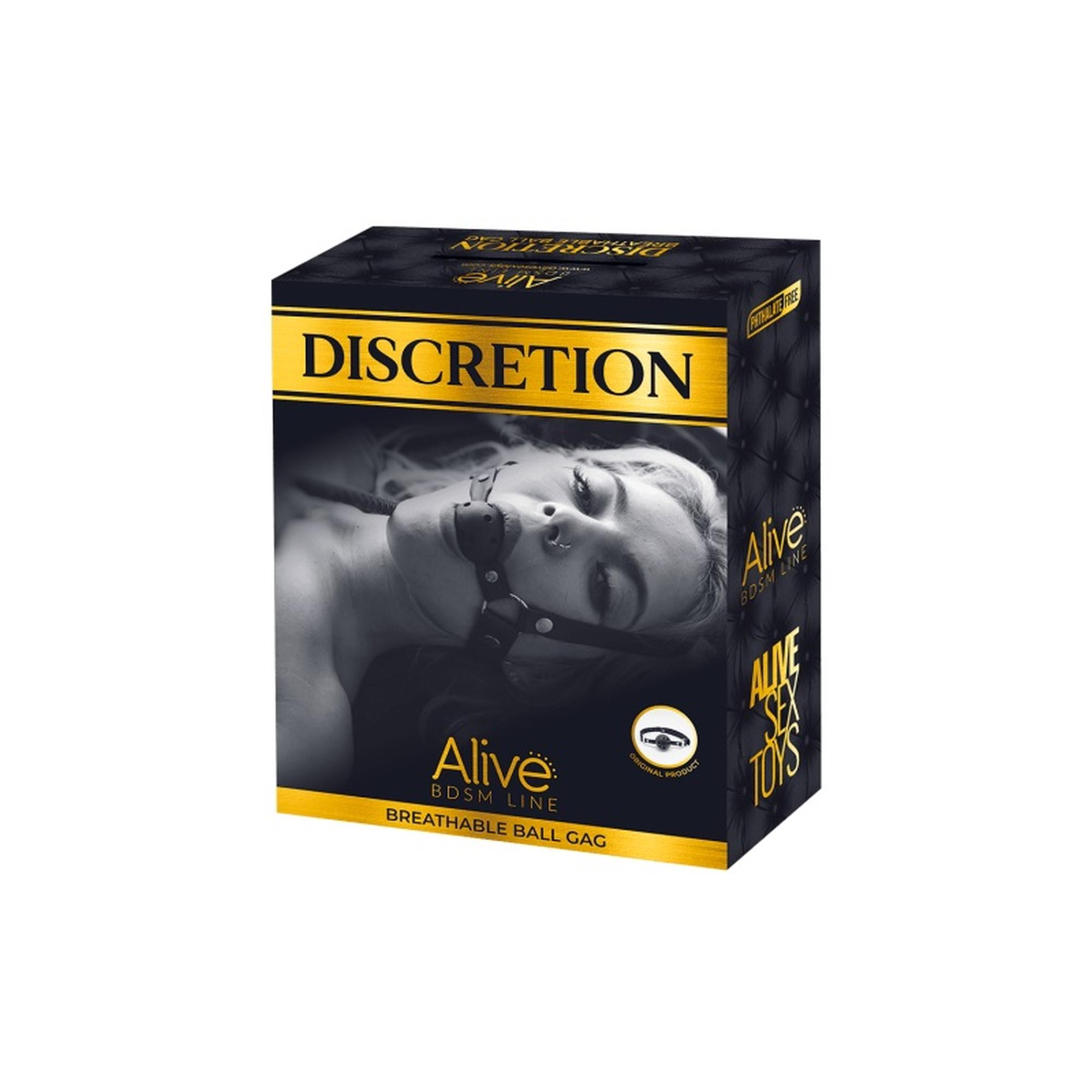 Knebel Discretion – czarna kulka z otworami, regulowany pasek — zdjęcie 2