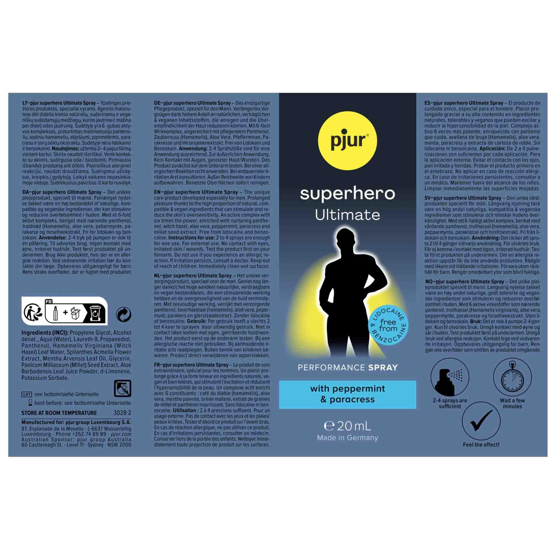 Spray opóźniający Pjur superhero Ultimate – 20 ml, bez lidokainy — zdjęcie 2