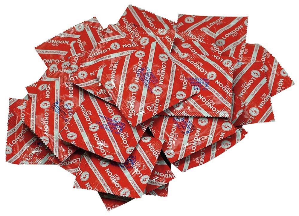 Prezerwatywy truskawkowe – czerwone, ze zbiornikiem, 100 sztuk — zdjęcie 2