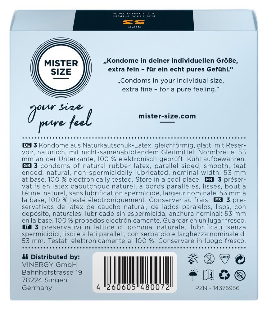 Prezerwatywy Mister Size 53 mm – cienkie 0,05 mm, 3 szt. — zdjęcie 3