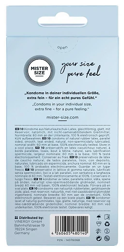 Prezerwatywy Mister Size 60 mm – cienkie 0,05 mm, 10 szt. — zdjęcie 3