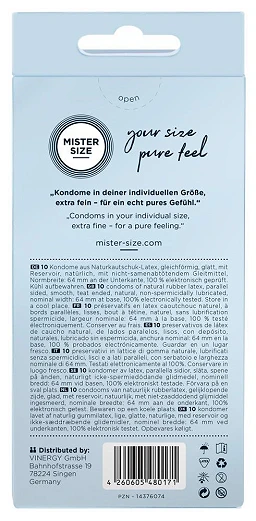 Prezerwatywy Mister Size 64 mm – cienkie 0,06 mm, 10 szt. — zdjęcie 3