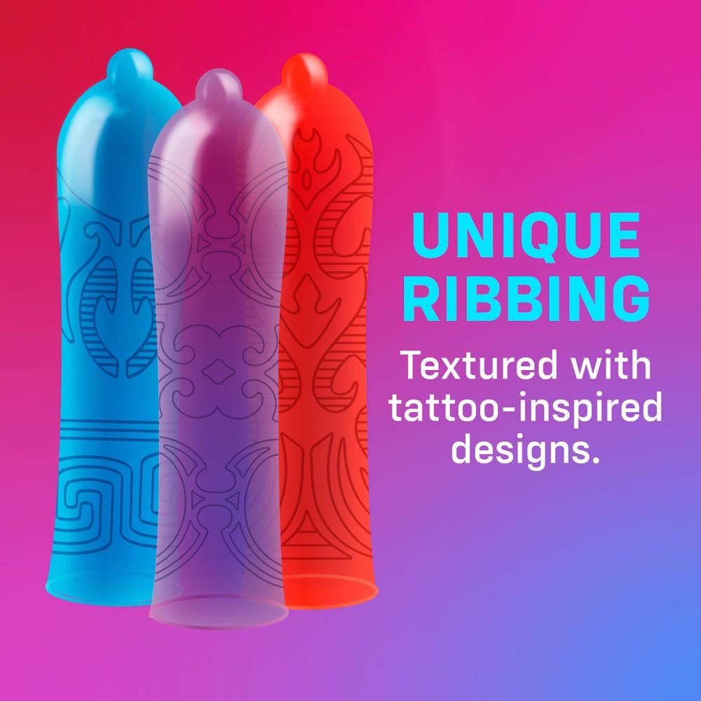 Prezerwatywy ONE Tattoo Touch – prążkowane, 12 szt. — zdjęcie 2