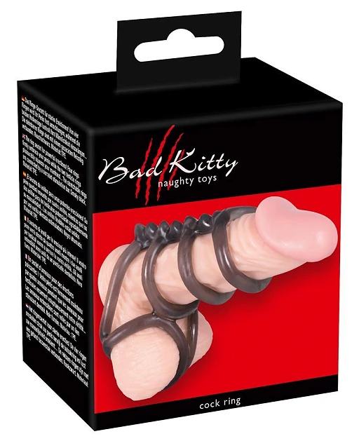 Pierścień erekcyjny Bad Kitty Cock Ring 3 – sześć obręczy, TPE — zdjęcie 5