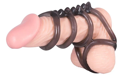 Pierścień erekcyjny Bad Kitty Cock Ring 3 – sześć obręczy, TPE — zdjęcie 3