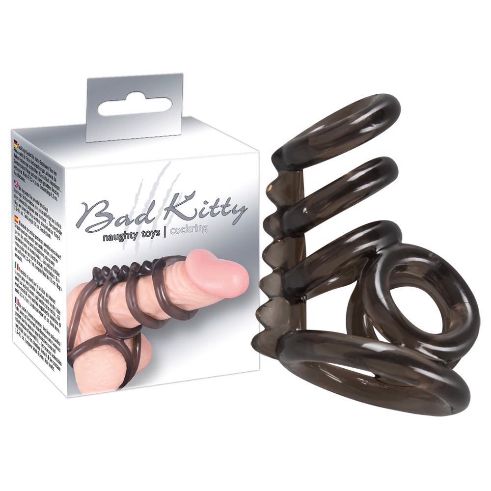Pierścień erekcyjny Bad Kitty Cock Ring 3 – sześć obręczy, TPE — zdjęcie 7