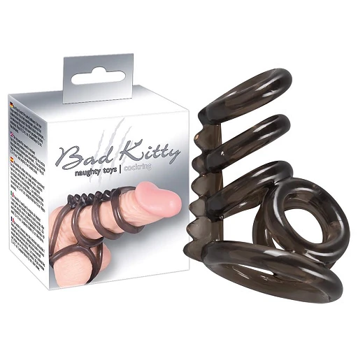Pierścień erekcyjny Bad Kitty Cock Ring 3 – sześć obręczy, TPE — zdjęcie 7
