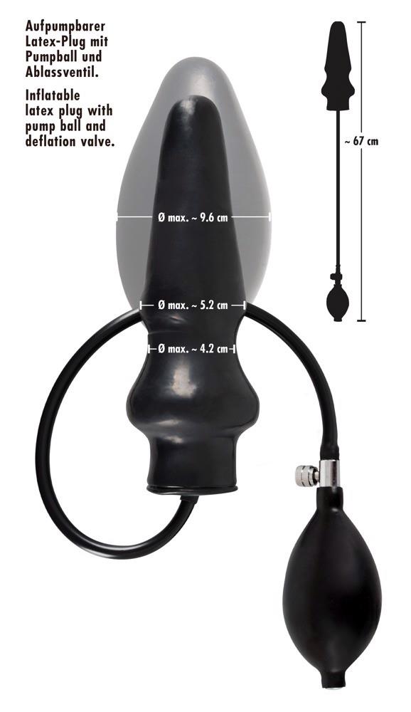 Korek analny pompowany – czarny lateks, średnica do 9,6 cm — zdjęcie 3