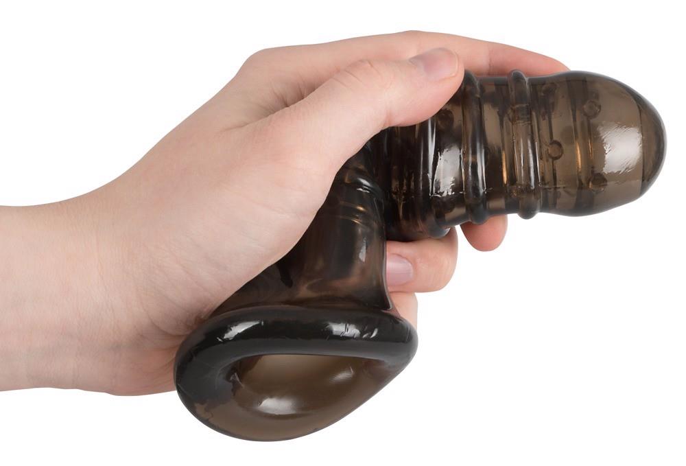 Nakładka na penisa – zamknięta, z otworem na jądra, 18 cm — zdjęcie 2
