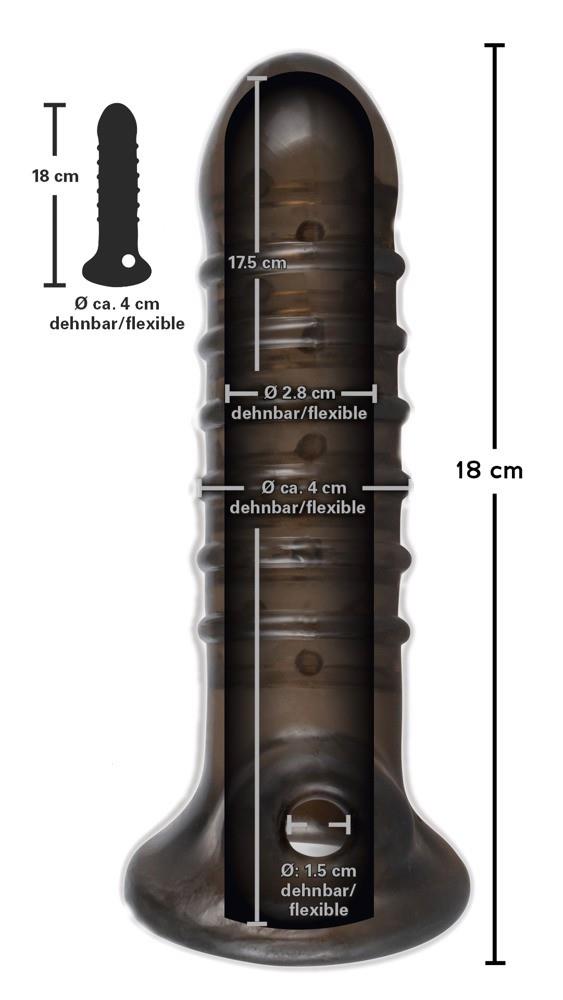 Nakładka na penisa – zamknięta, z otworem na jądra, 18 cm — zdjęcie 6