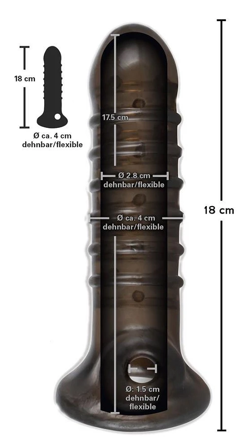 Nakładka na penisa – zamknięta, z otworem na jądra, 18 cm — zdjęcie 6