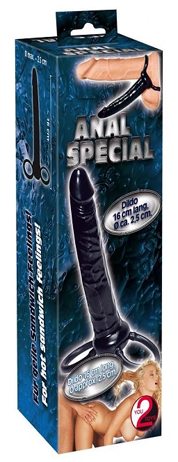 Dildo strap-on na penisa – czarne, 16 cm, dwa pierścienie — zdjęcie 4