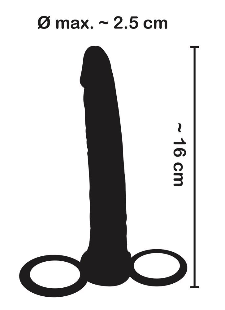 Dildo strap-on na penisa – czarne, 16 cm, dwa pierścienie — zdjęcie 3