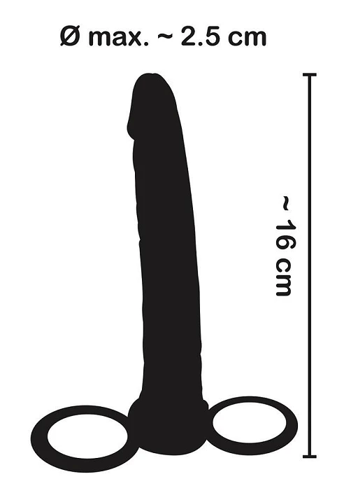 Dildo strap-on na penisa – czarne, 16 cm, dwa pierścienie — zdjęcie 5