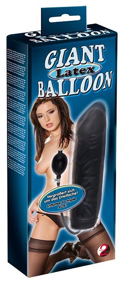 Dildo Black Giant Balloon – lateksowe, pompowane, 31,5 cm